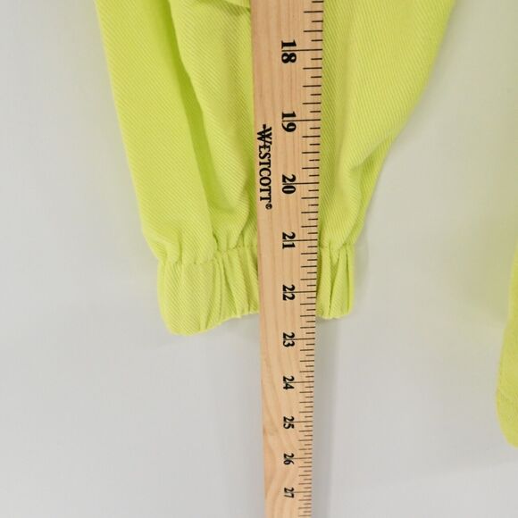 LONDON RAG Jacket‎ Womens Size M Chartreuse 100% Cotton Twill Collection Utility - Picture 13 of 13